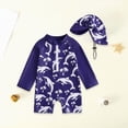 thumbnail image 2 of CAICJ98 Toddler Baby Boy One Piece Zip Swimwear UPF 50+ Sun Protection One Piece Zipper Bathing Suit Rash Guard Sunsuit with Hat (Navy,12-18 Months), 2 of 4
