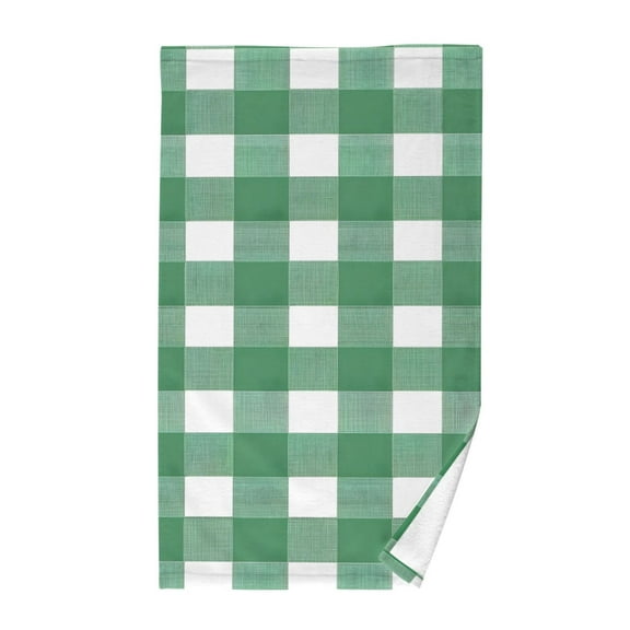 Green and White Checkered Pattern Cotton Face Towels Absorbent Hand Towel Soft Bathroom Towel for Kitchen Hotel Decoration