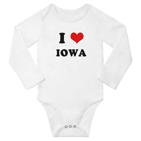 

I Heart Iowa US States Love Baby Long Rompers (White 18-24 Months)