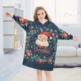 thumbnail image 5 of FORMRS Wearable Blanket Hoodie with Sleeves for Kids Cozy Flannel Sweatshirt, Blue Christmas Santa, 5 of 7