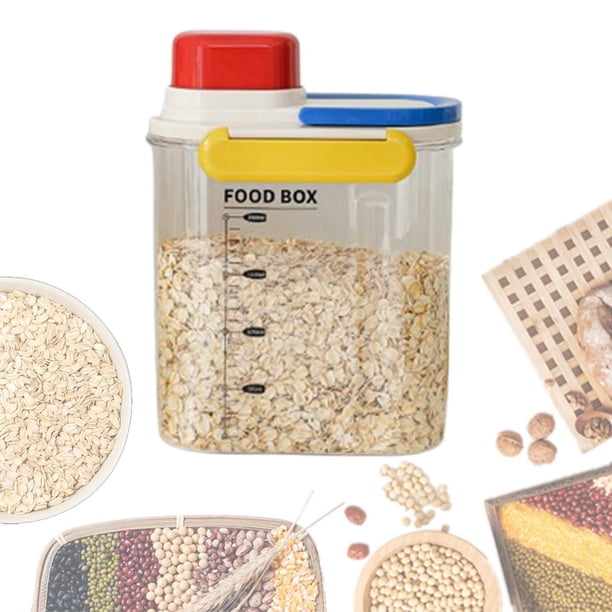 Contenedor para almacenar arroz, cubo para comida de mascotas, organizador de cocina, contenedor para granos, para despensa, cocina, granos y frutos Mango rojo