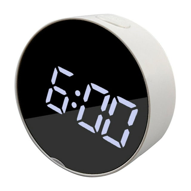 yuksok Digital Alarm Clock with Snooze Easy to Set Battery Opearated Mirror Clock-White White Frame White Light