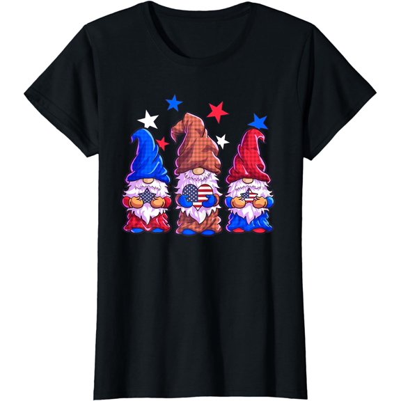 Patriotic Gnomes 4th Of July Shirt Women American Flag USA T-Shirt