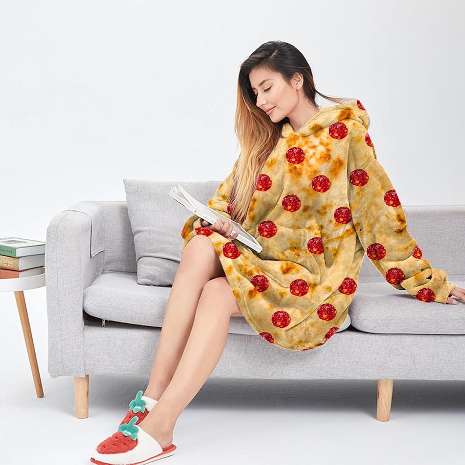 Wearable Adult Blanket Hoodie - Flannel Blanket Hoodie with Pockets - Sherpa Giant Hoodie Blankets for Women Men