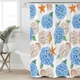 thumbnail image 4 of Shower Curtain Waterproof Shower Curtain for Bathroom,Bathtub,Shower, Blue Hydrangeas Flower Shell Orange Marine Life Shower Curtain Set with Hooks for Home Decoration 72x72 Inch, 4 of 6