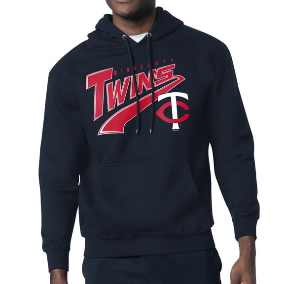 Men's Starter Navy Minnesota Twins Modern Tailsweep Fleece Tri-Blend Pullover Hoodie
