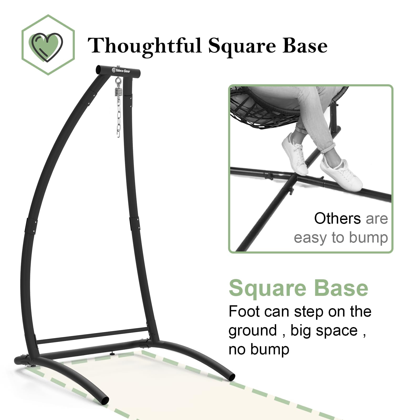 G TALECO GEAR C Type Hammock Chair with Stand, Hanging Chair with Neck Pillow, Outdoor Indoor Swing Chair for Bedroom, Porch, Patio and Garden, 300 lbs