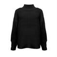 thumbnail image 5 of Baqcunre Sweaters For Women Ladies Fall Winter Wool Knit Round Neck High Neck Loose Version Suitable For Daily Work Wear To Party Wear Lohas Time Sweater Crop Tops Fall Outfits Women Trendy Black L, 5 of 7