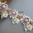 thumbnail image 3 of Nvzi, Flower Pearl Beads Lace Edge Trim Ribbon Vintage Style Embroidered Applique, 3 of 5