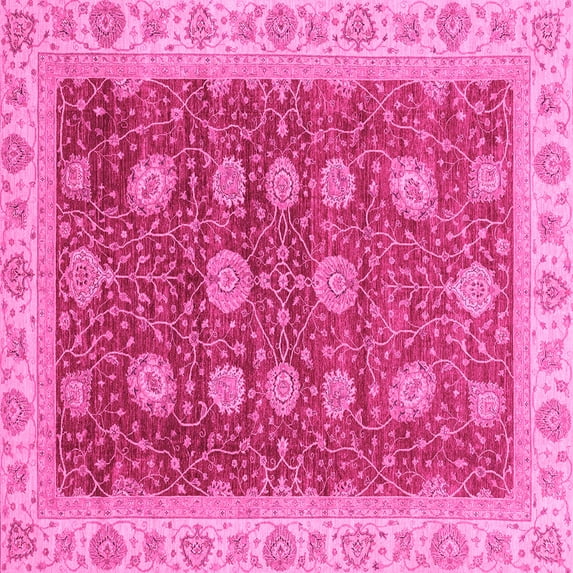 Ahgly Company Indoor Square Oriental Pink Traditional Area Rugs, 7' Square