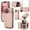 Rosegold, variant on for iPhone 15 Plus 6.7" Crossbody Wallet Case, Ring Buckle Card Holder Phone Case with Shoulder Strap, Classic Folio PU Leather Cover with Lens Film Makeup Mirror for iPhone 15 Plus, Blue