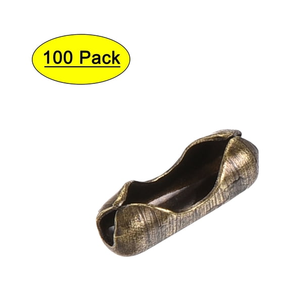 Uxcell 0.06" Conector de Cadena de Bola de Enlace Crimpado de Hierro Bronce 100pcs