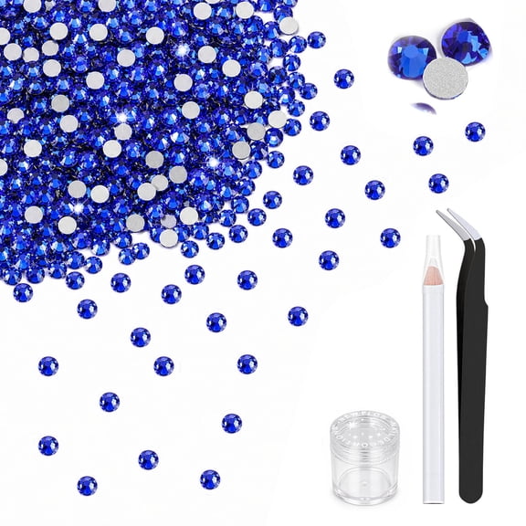 Czech Blue Crystal Rhinestones 1440Pcs Flatback Nail Art Kit for Nails, DIYJewelry, Crafts