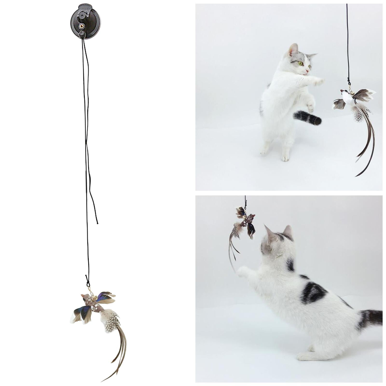 perfeclan 3xInteractive Cat Toys Teaser Stick Cat Feather Toy Long Tailed Warbler 3 Pcs