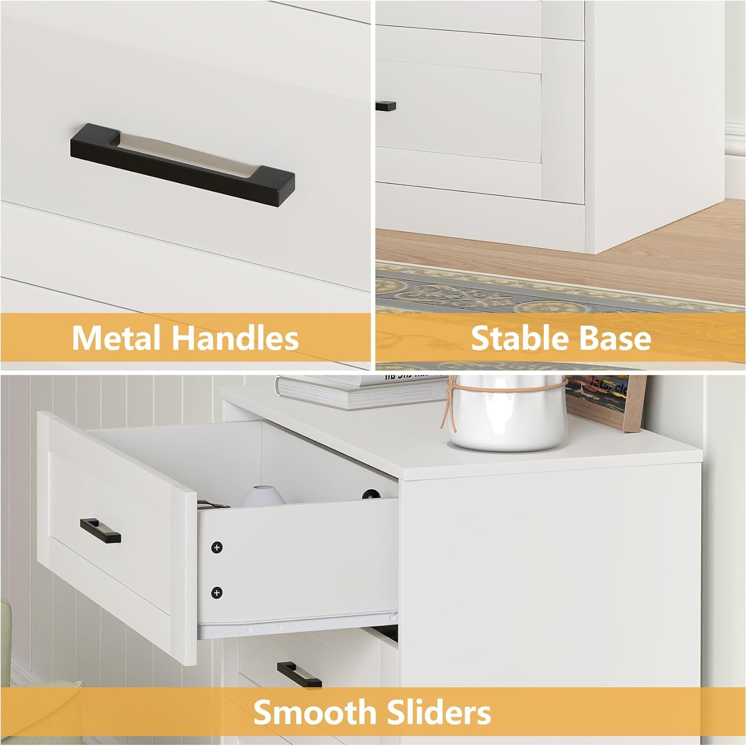 Frmobepts 5 Drawer Dresser, Vertical Dresser with Metal Handle for Bedroom Living Room, White
