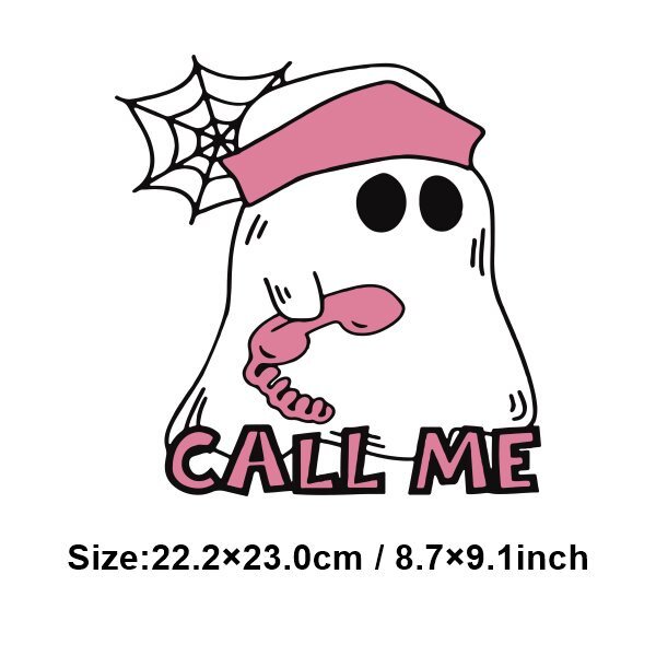 Calcomanías de ropa de terror para colgar, pegatinas térmicas rosas de película de terror de Halloween, transferencia de calor, Parches de hierro
