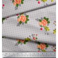 thumbnail image 2 of Soimoi Gray Heavy Canvas Fabric Dot & Grandiflora Roses Floral Print Fabric by the Yard 58 Inch Wide, 2 of 3