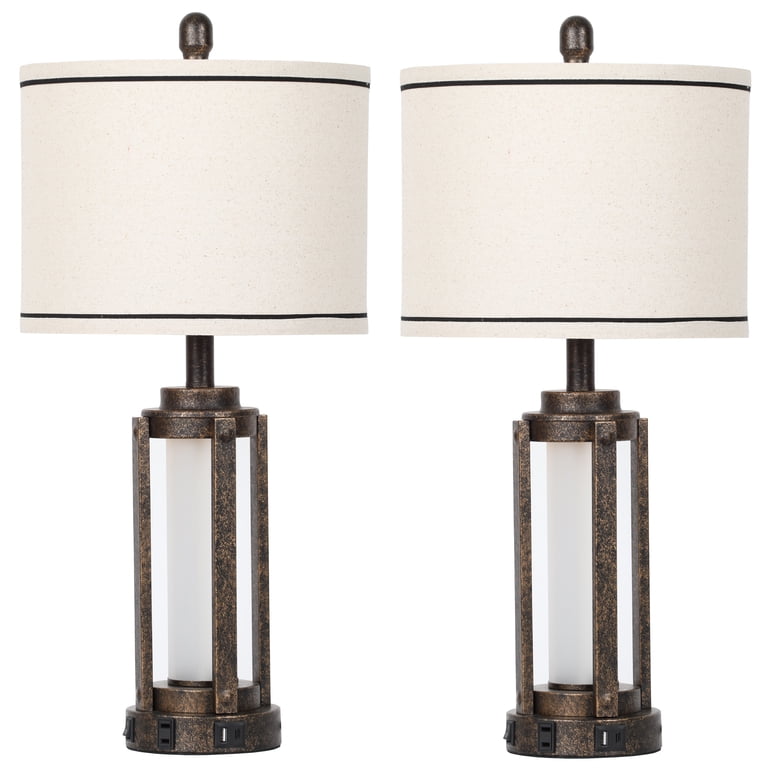 Cinkeda Modern Gold Table Lamp Set of 2 with USB Ports photo 8