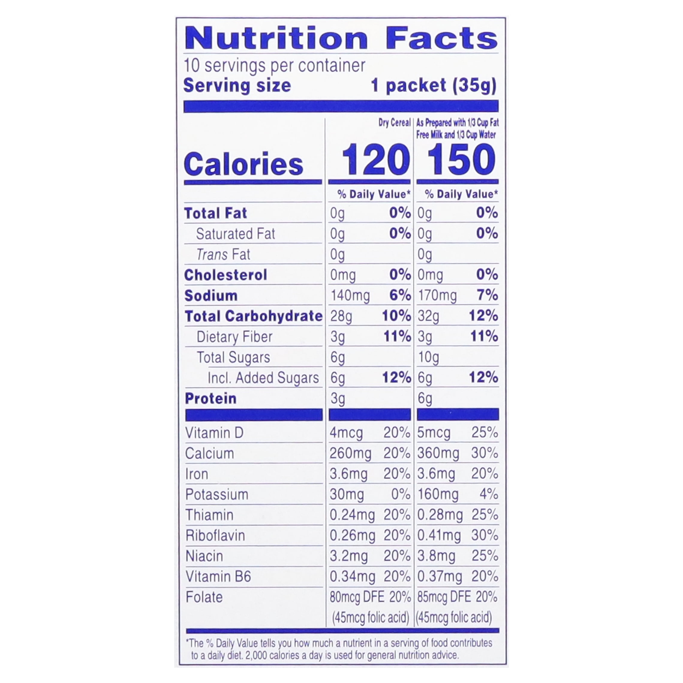 (2 pack) Cream of Wheat, Instant Hot Cereal, Maple Brown Sugar Flavor, 10-1.23 oz, Shelf Stable Cardboard Box