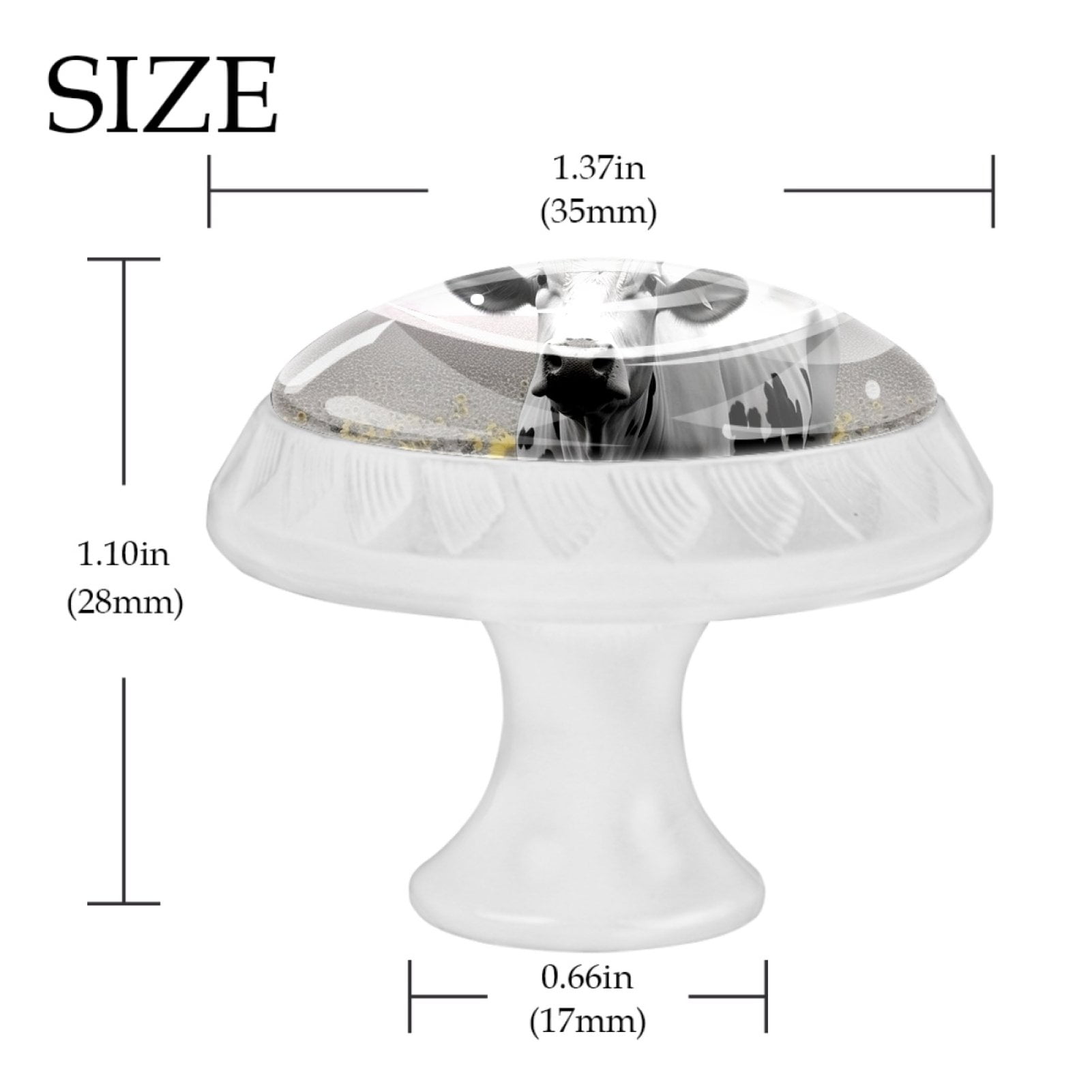 4 Pcs Cow and Sunflower Knobs for Kitchen Cabinet Cupboard Dresser Bookcase Drawer Pulls Handles Round Home Decor