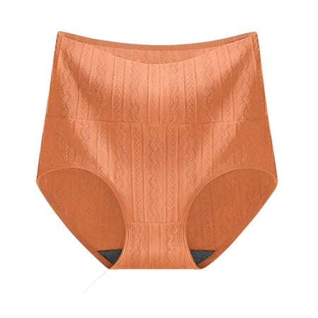 SnnmBlm Plus Size Briefs for Women Cotton Underwear Ladies Full Coverage Panties High Waist Lingerie Tummy Control Underpants Orange L