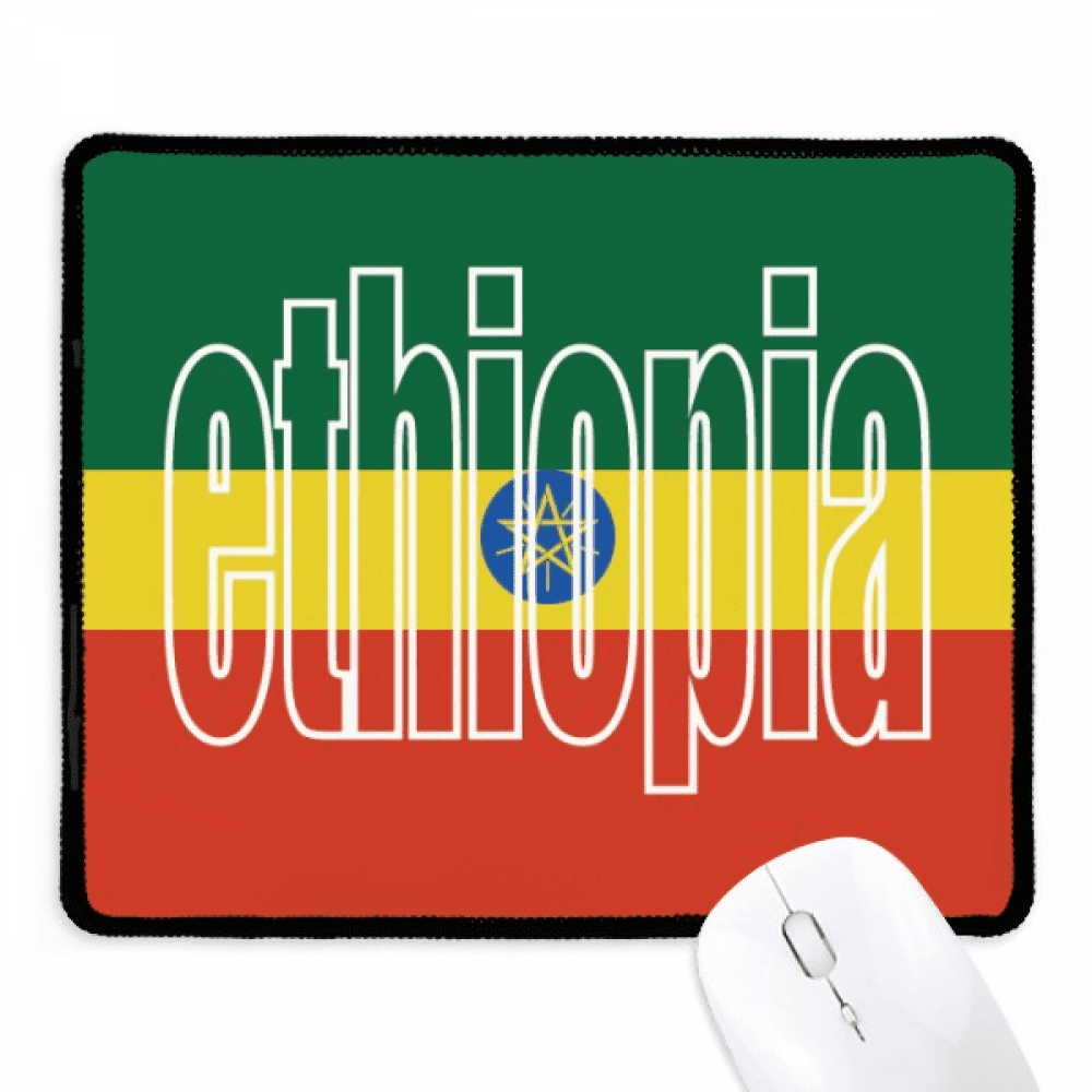 Ethiopia Country Flag Name Mousepad Stitched Edge Mat Rubber Gang Pad
