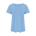 thumbnail image 7 of Tmtolofot Women's Gradient Top Summer Pleated Printed Shirt Female Loose Short Sleeve Tops Basic Round Neck T-Shirt 2024 Fashion Tunic Blouses For Leggings,2_Blue,X-Large, 7 of 7