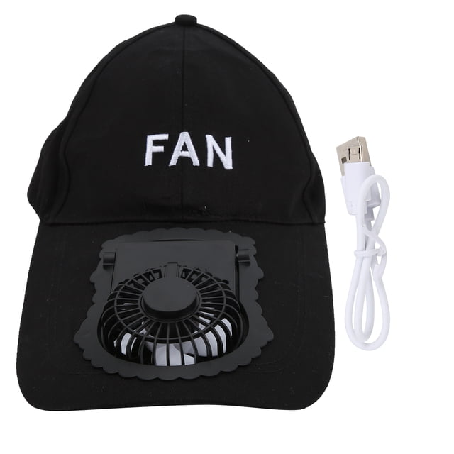 Sombrero de ventilador portátil recargable por USB ajustable para adultos, unisex, protección solar UV, gorras para fanáticos, color negro clásico (letras)