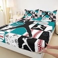 thumbnail image 5 of Erosebridal Teal Black Baseball Full Size Sheets, Sport Bed Sheets for Boys and Girls, 4-Piece, 1 Flat Sheet, 1 Fitted Sheet and 2 Pillowcases, 5 of 6