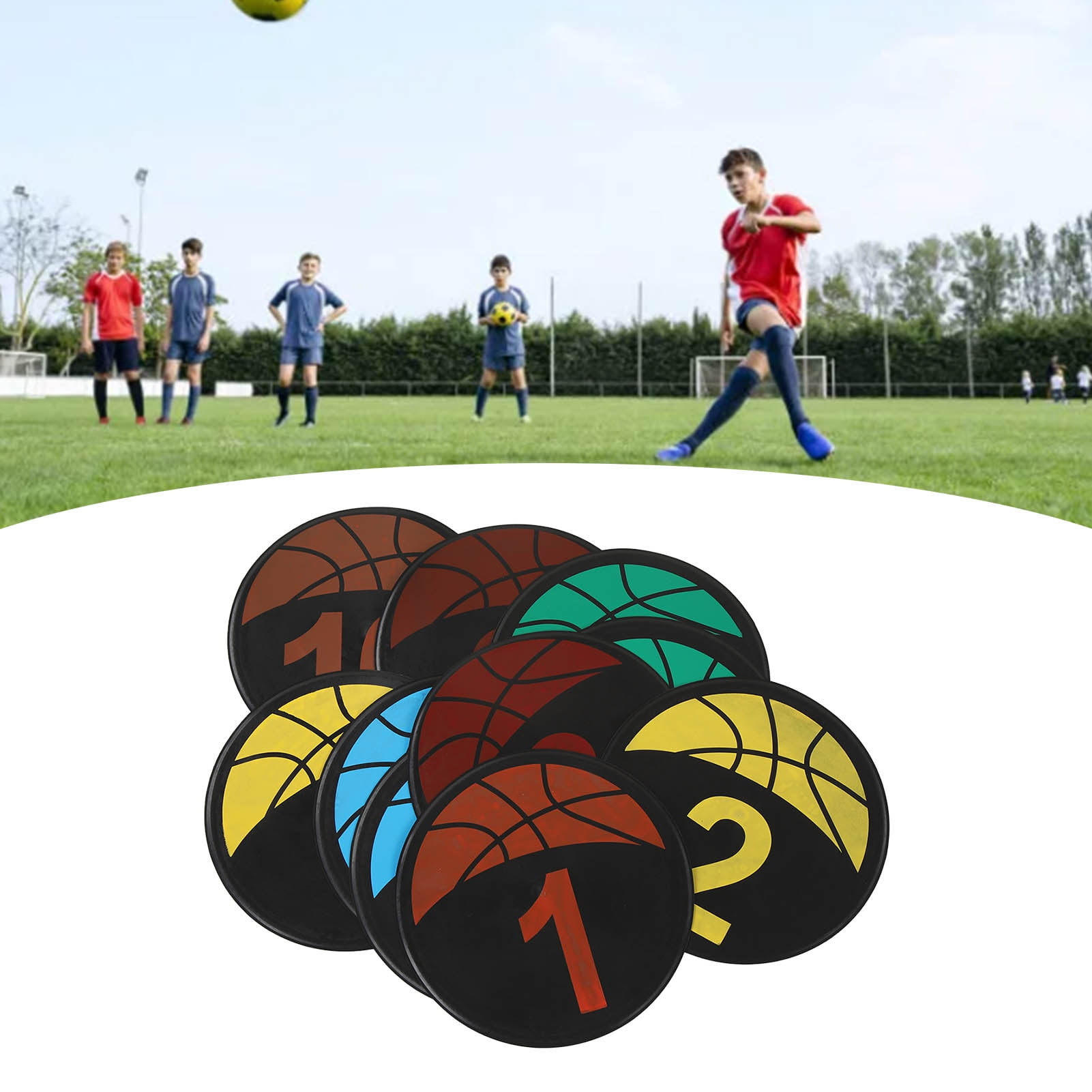 Numbered Spot Markers, Spot Markers Reusable Bright Color 10Pcs  for Basketball for Basketball Sports