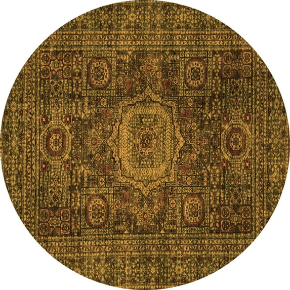 Ahgly Company Indoor Round Abstract Orange Modern Area Rugs, 3' Round
