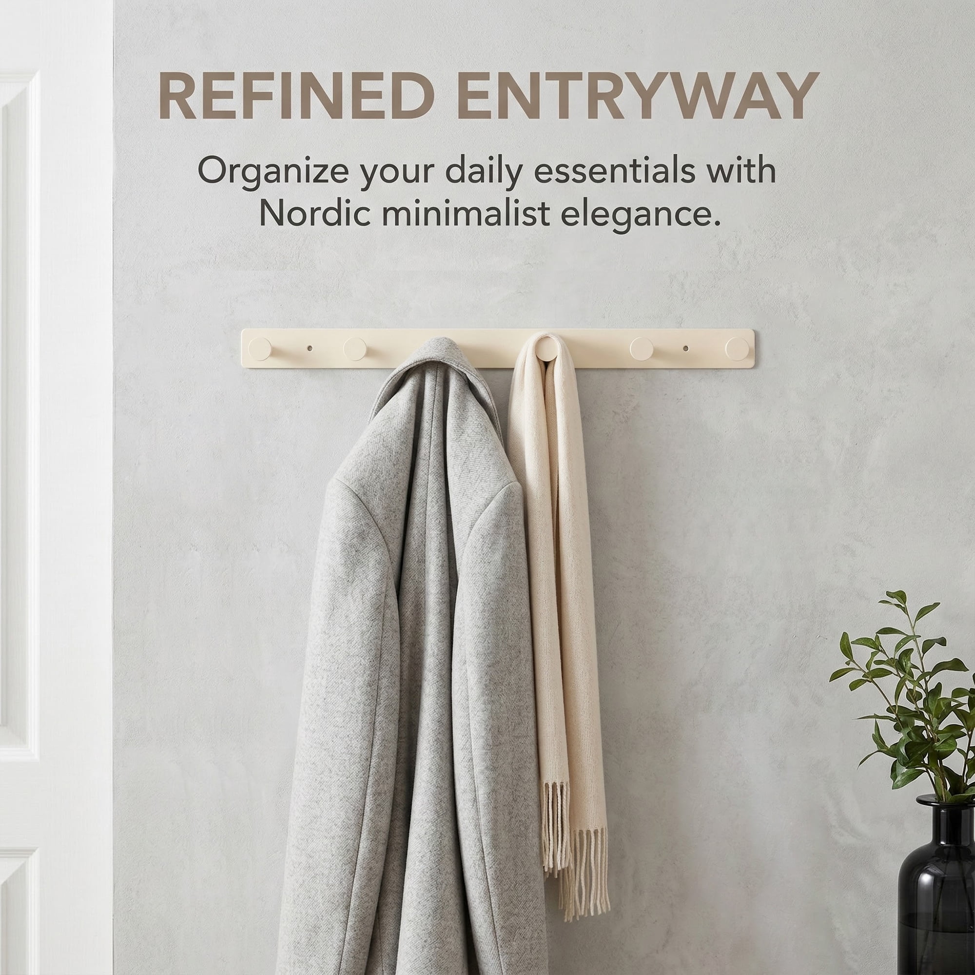 Unique Bargains Coat Rack Wall Mount Aluminum Hook Hat Rack for Entryway White 16.1"x1.2"
