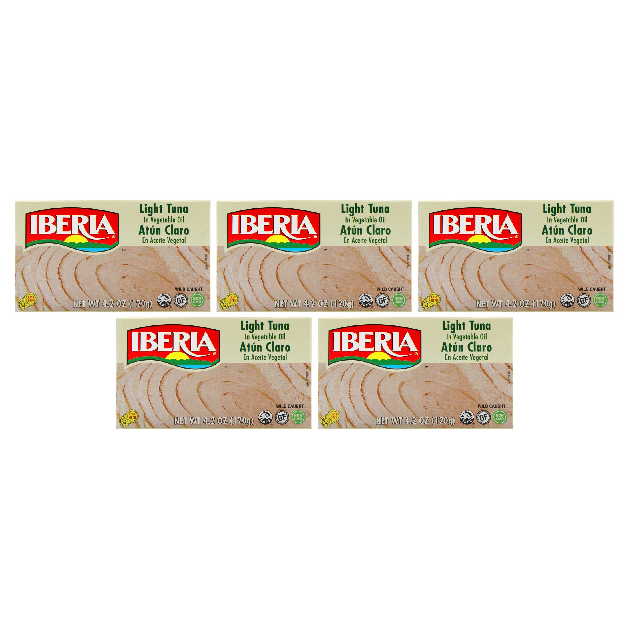 (5 pack) Iberia Light Tuna in Soybean Oil, 4 oz
