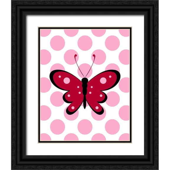 Robinson, Tamara 12x14 Black Ornate Wood Framed with Double Matting Museum Art Print Titled - Butterfly Polka Dots