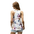thumbnail image 2 of CALIPESSA Womens Summer Fashion White Sleeveless Floral Print Scoop Neck Racerback Casual Tank Top, 2 of 5