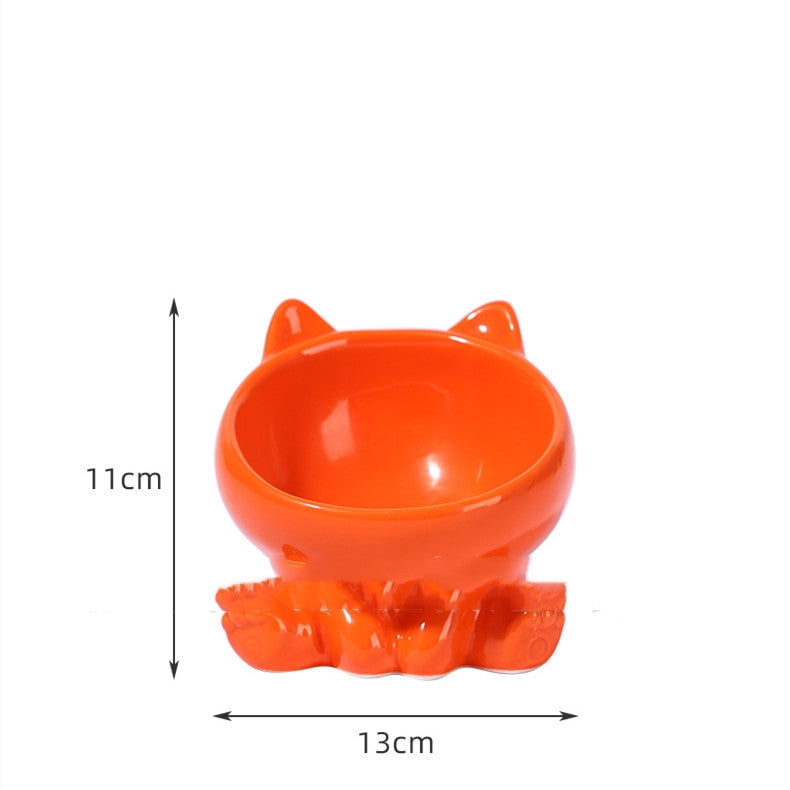 Pet Cats Bevel Ceramic Stone Neck Bowl