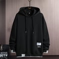 thumbnail image 3 of kpoplk Hoodies for Men Big and Tall, Pullover Hoodie Men Blend Long Sleeve Sweatshirt with Kanga Pockets(Black,3XL), 3 of 3