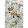 thumbnail image 2 of Kingston Brass KBX8137DKL Kaiser Three-Handle Tub and Shower Faucet, Brushed Brass, 2 of 5
