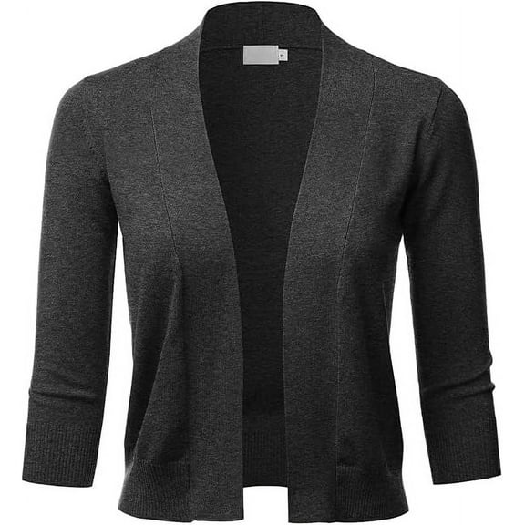 TheLovely Women's 3/4 Sleeve Solid Open Front Cropped Bolero Shurug Light Cardigan
