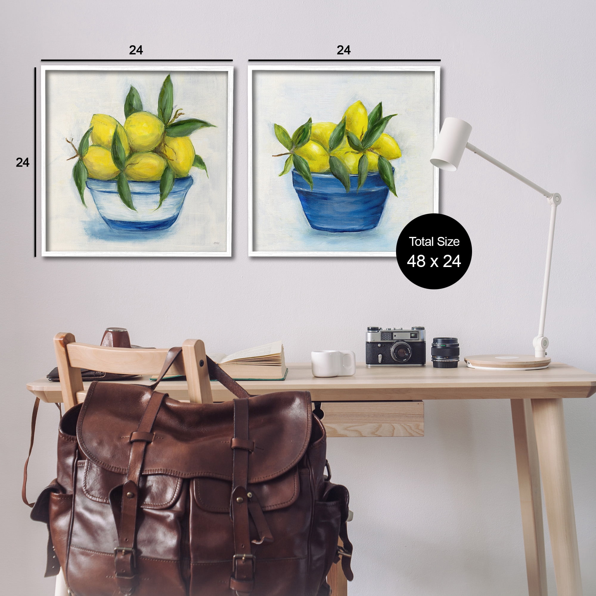 Stupell Industries Traditional Lemon Bowls Food & Beverage Painting White Framed Art Print Wall Art, 24 x 24, Set of 2