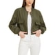 thumbnail image 1 of Chaqueta bomber de botón INSPIRE CHIC para mujer con cuello alto, de manga larga, casual y corta en color verde militar, 1 of 6