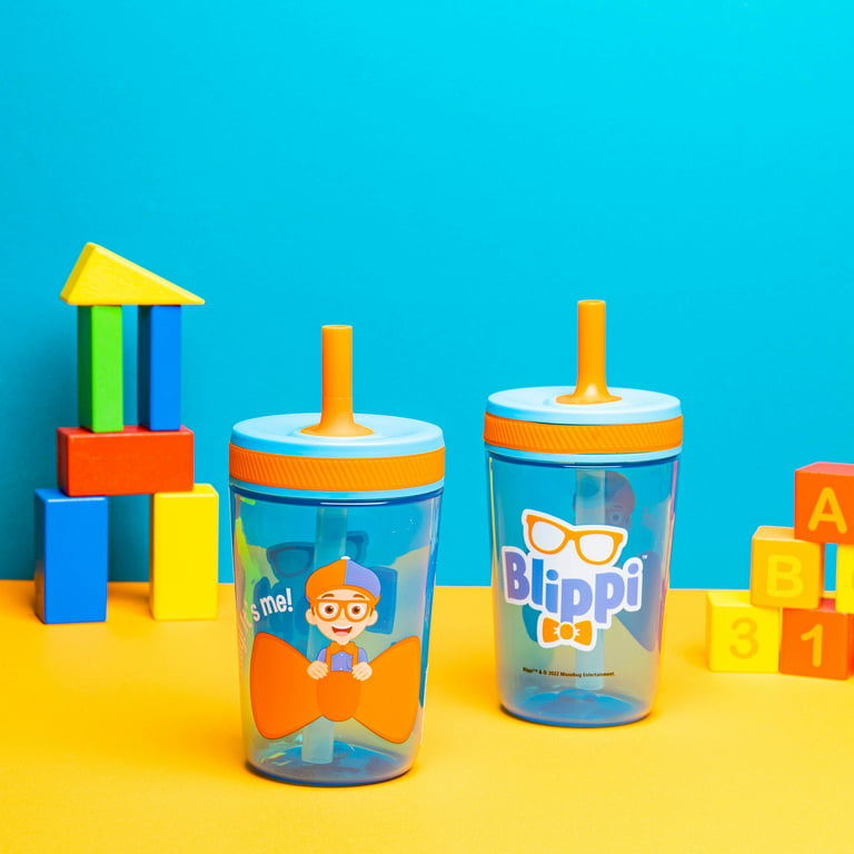 Zak Designs Blippi Kelso Toddler Cups For Travel or At Home, 15oz 2-Pack  Durable Plastic Sippy Cups With Leak-Proof Design is Perfect For Kids  (Blippi) 