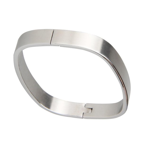Regalo de los amantes del brazalete de la abierta del brazalete de las parejas de la cuadrada del acero inoxidable Plata 8mm Sunnimix Brazalete de acero inoxidable para pareja