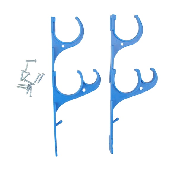 Pool Central Pole and Vacuum Hose Swimming Pool Accessory Hangers 2pc 12.5"- Blue