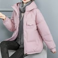 thumbnail image 4 of Teacher Appreciation Gifts AXXD Women's Bomber Jacket Loose Long Sleeve Velvet Zip Warm Solid Color Hood Bomber Coat Jacket Pink Size 3xl, 4 of 6