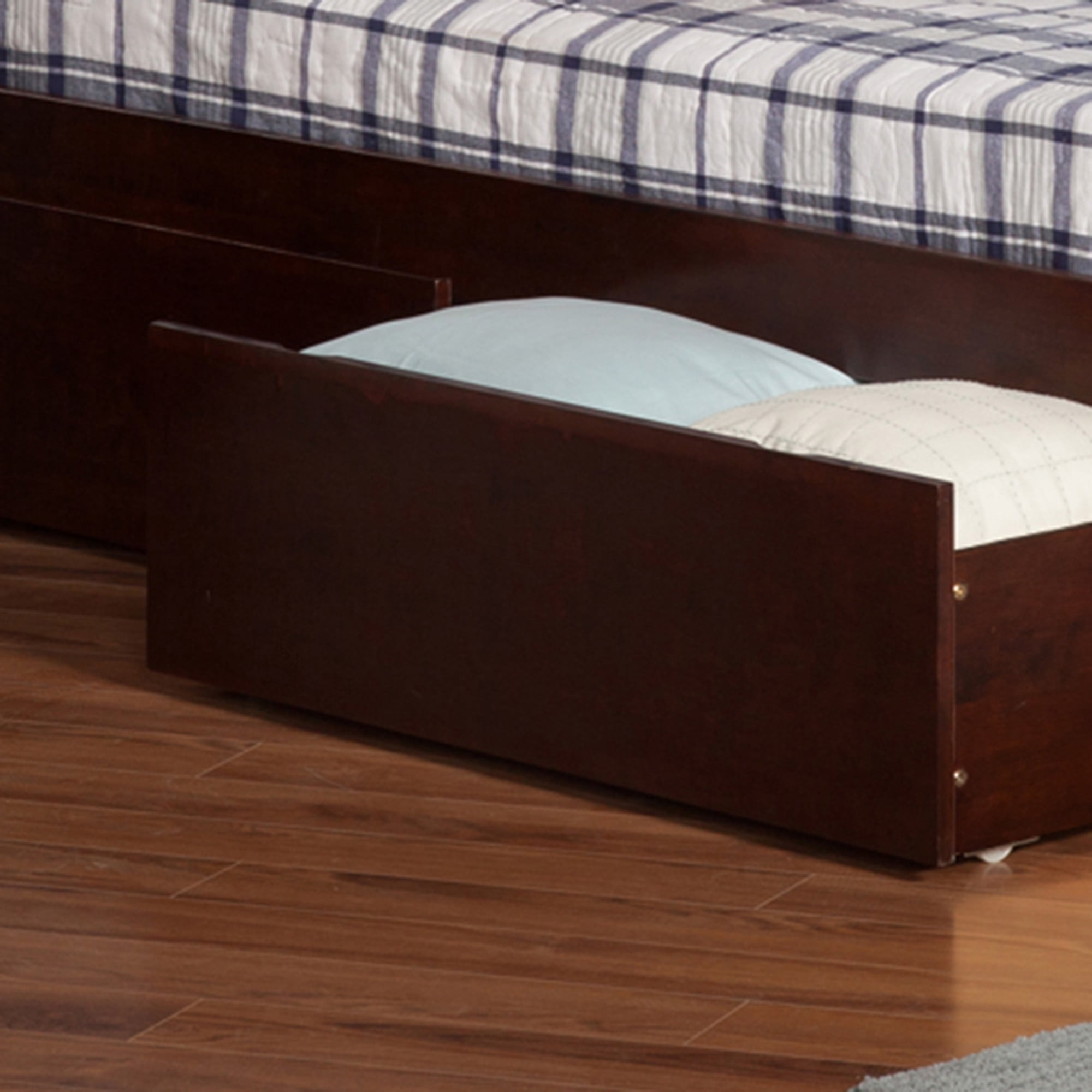 AFI Newport Twin Solid Wood Platform Bed with Footboard & 2 Storage Drawers, Walnut