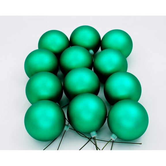 12 Pack 80mm 3" Matte Forest Green Ball Ornament with Wire and UV Coating