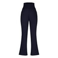 thumbnail image 6 of felwors Fleece Lined Leggings Women High Waist Winter Thermal Flare Yoga Pants Lifting Bootcut Bell Bottom with Pockets (Navy, XXL), 6 of 6