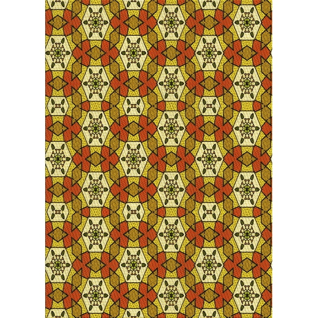 Ahgly Company Tapis d'Intérieur Lavables en Machine Rectangle Transitionnel Safran Rouge, 4' x 6'