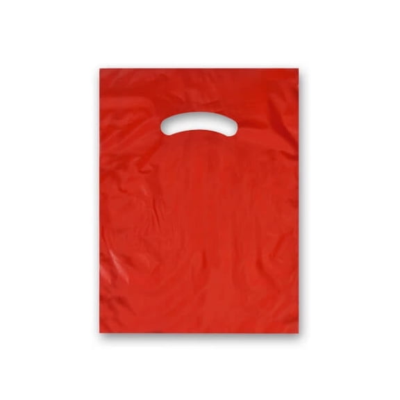 Pack Of 1000, 9" x 12" Solid Red Super Gloss Recycled Plastic Bags 1.25 Mil Made in USA